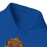 Balinese Barong Mask Unisex Hoodie Heavy Blend Pullover Sweatshirt Tribal Cultural Warrior Spirit Inspired Mythical Festival Graphic Streetwear