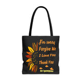Sunflower Ho'oponopono Tote Bag Hawaiian Healing Prayer Design Spiritual Positivity Canvas Bag Mindfulness Reusable Durable Eco Friendly Shopping Tote