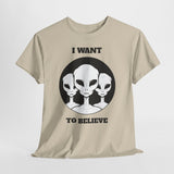 Unisex I Want To Believe Alien T Shirt Vintage UFO Graphic Tee Extraterrestrial Space Themed Sci Fi Paranormal Conspiracy Inspired Streetwear Top