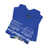 Porsche GT3 RS Inspired Blueprint Design Unisex Heavy Cotton Tee Premium Racing Streetwear Car Lovers T Shirt for Enthusiasts and Everyday Wear