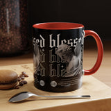 Blessed Angel Statue Graphic Accent Coffee Mug 11oz 15oz Gothic Streetwear Aesthetic Spiritual Artistic Ceramic Drinkware