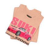 Pink Custom Roadster Blueprint Art Unisex Heavy Cotton Tee Retro Tuner Inspired Streetwear Graphic Shirt for Car Lovers and Daily Casual Wear