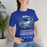 Nissan Skyline GT R R34 Inspired Illustrated JDM Racing Car Graphic T Shirt Iconic Japanese Performance Street Racing Culture Automotive Streetwear Gift For Car Enthusiasts