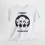 Unisex I Want To Believe Alien T Shirt Vintage UFO Graphic Tee Extraterrestrial Space Themed Sci Fi Paranormal Conspiracy Inspired Streetwear Top