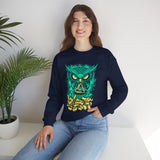 The Watcher Owl All Seeing Wisdom Unisex Heavy Blend Crewneck Sweatshirt Neon Mystic Streetwear Sweatshirt With Geometric Owl Symbol Futuristic Glow Design For Visionaries Creators And Spiritual...