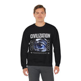 Civilization Eye Of Memory Graphic Unisex Heavy Blend Crewneck Sweatshirt Futuristic Visionary Streetwear Abstract Blue Eye Pullover