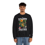 Lets Grow Together Floral Graphic Comfortable Unisex Crewneck Sweatshirt Motivational Streetwear Bold Botanical Empowerment Design Perfect Gift for Couples Friends Birthdays Cozy Days and Everyday...