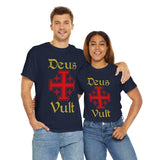 Unisex Deus Vult T Shirt Medieval Crusader Cross Graphic Tee Warrior Knight Inspired Vintage Christian Symbol Heavy Cotton Streetwear
