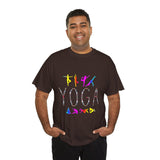 Unisex Yoga Graphic T Shirt Colorful Pose Typography Tee Spiritual Mindfulness Meditation Fitness Lifestyle Heavy Cotton Top for Men and Women