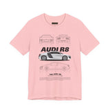 White Mid Engine Sports Coupe Blueprint Artwork Unisex Heavy Cotton Tee High Performance Inspired Streetwear Graphic Shirt For Car Enthusiasts And Automotive Art Fans