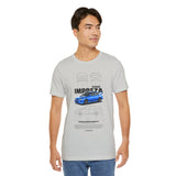 Blue Rally Inspired Performance Sedan Artwork Unisex Heavy Cotton Tee High Speed Streetwear Graphic Shirt For Car Enthusiasts And Automotive Art Lovers