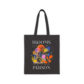 Blooms Person Cotton Canvas Tote Bag Black Artistic Abstract Floral Head Design Colorful Modern Creative Streetwear Inspired Reusable Shopping Eco Fashion Accessory