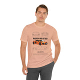 Orange Mid Engine Supercar Blueprint Artwork Unisex Heavy Cotton Tee High Performance Inspired Streetwear Graphic Shirt For Car Enthusiasts And Automotive Art Fans