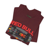 Formula One Style Open Wheel Racing Car Overhead Graphic Unisex Tee Motorsport Performance Streetwear Inspired By Red Bull Racing Colors High Speed Track Culture Design For Racing Fans