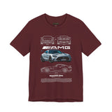 Mercedez Benz AGM Aggressive Silver Widebody Supercar Blueprint Unisex Heavy Cotton Tee Performance Street Machine Graphic Shirt For Car Lovers And Gearheads