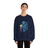 Galactic Dream Astronaut Neon Art Unisex Heavy Blend Crewneck Sweatshirt Vibrant Cosmic Streetwear Pullover Futuristic Space Design Soft Fleece Warm Comfortable Everyday Wear Perfect Gift for Sci Fi...