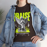 Praise Angel Statue Graphic Unisex Heavy Cotton Tee Spiritual Gothic Streetwear T-Shirt