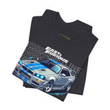 Nissan Skyline GT R R34 Inspired Illustrated JDM Racing Car Graphic T Shirt Iconic Japanese Performance Street Racing Culture Automotive Streetwear Gift For Car Enthusiasts
