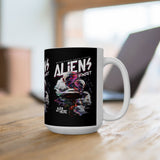 Aliens Exist UFO Ceramic Coffee Mug Sci Fi Extraterrestrial Alien Glitch Graphic Cup