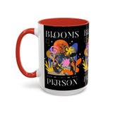 Blooms Person Accent Coffee Mug 11oz 15oz Abstract Floral Head Artistic Colorful Modern Creative Design Black White Ceramic Tea Cup Streetwear Inspired Artistic Fashion Drinkware