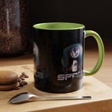 Space Galaxy Accent Coffee Mug 11oz 15oz Astronaut Spacecraft Earth Black Two Tone Ceramic Cup Gift for Space Lovers