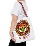 Kathakali Tote Bag Kerala Traditional Dance Art Canvas Bag Indian Culture Onam Festival Malayalam Heritage Ethnic Graphic Reusable Shopping Bag
