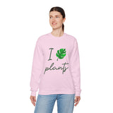 I Love Plants Crewneck Sweatshirt Unisex Heavy Blend Botanical Leaf Eco Friendly Gardening Nature Lover Sustainable Green Living Gift Pullover