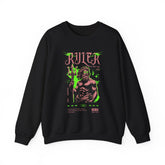 Ruler of the Sea Poseidon Unisex Heavy Blend Crewneck Sweatshirt Greek Mythology Statue Graphic Gothic Streetwear Bold Artistic Pullover