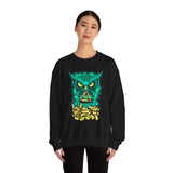 The Watcher Owl All Seeing Wisdom Unisex Heavy Blend Crewneck Sweatshirt Neon Mystic Streetwear Sweatshirt With Geometric Owl Symbol Futuristic Glow Design For Visionaries Creators And Spiritual Thinkers
