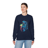 Galactic Dream Astronaut Neon Art Unisex Heavy Blend Crewneck Sweatshirt Vibrant Cosmic Streetwear Pullover Futuristic Space Design Soft Fleece Warm Comfortable Everyday Wear Perfect Gift for Sci Fi...