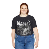 Blessed Angel Statue Graphic Unisex Jersey Short Sleeve Tee Gothic Streetwear Aesthetic Spiritual Bold Artistic Fashion T Shirt