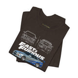 Silver Blue Street Racing Artwork Unisex Heavy Cotton Tee High Performance Inspired Graphic Shirt For Car Lovers And Urban Streetwear Fans