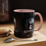 Space Galaxy Accent Coffee Mug 11oz 15oz Astronaut Spacecraft Earth Black Two Tone Ceramic Cup Gift for Space Lovers