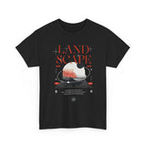 Landscape Unisex Heavy Cotton Tee Graphic T Shirt Black Nature Inspired Abstract Mountain Design Modern Streetwear Outdoor Adventure Artistic Fashion Outfit