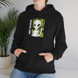 Not Alone Alien Unisex Hoodie UFO Graphic Pullover Sweatshirt Cartoon Extraterrestrial Sci Fi Space Themed Conspiracy Inspired Paranormal Streetwear