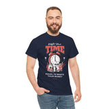 Waste Your Time Unisex Heavy Cotton Tee Graphic Black T Shirt Motivational Hustle Money Clock Streetwear Bold Entrepreneur Mindset Fashion Outfit