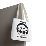 I Want To Believe Alien Tote Bag Sci Fi UFO Extraterrestrial Design Canvas Bag Space Mystery Reusable Eco Friendly Durable Shopping Travel Tote