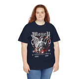 Money Bright Unisex Heavy Cotton Tee Angel Statue Graphic Gothic Streetwear Red Neon Aesthetic Artistic Fashion Statement T Shirt