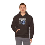 Civilization Eye Of Memory Graphic Unisex Heavy Blend Hooded Sweatshirt Futuristic Visionary Streetwear Abstract Blue Eye Gothic Hoodie