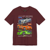 Street Racing Trio JDM Cars Graphic Unisex Heavy Cotton Tee for Drift Fans Performance Lovers and Streetwear Enthusiasts