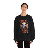 Rasta Lion Unisex Heavy Blend Crewneck Sweatshirt Reggae Inspired Bold Artistic Lion Headphones Design Jamaican Streetwear Symbol of Strength Rhythm and Chill Freedom by KLASSORO