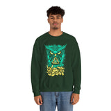 The Watcher Owl All Seeing Wisdom Unisex Heavy Blend Crewneck Sweatshirt Neon Mystic Streetwear Sweatshirt With Geometric Owl Symbol Futuristic Glow Design For Visionaries Creators And Spiritual Thinkers