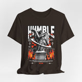 Unisex Jersey Short Sleeve Tee Humble Angel Statue Graphic Streetwear Fire Print T Shirt Bold Motivational Urban Fashion Outfit