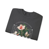 Unisex Heavy Blend Crewneck Sweatshirt Bloom Stronger Floral Graphic Pullover Black Motivational Nature Inspired Aesthetic Streetwear Fashion Outfit
