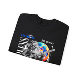 Fearless Memory Unisex Heavy Blend Crewneck Sweatshirt Graphic Pullover Black Astronaut Space Warrior Futuristic Sci Fi Bold Streetwear Artistic Fashion Outfit