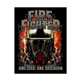Firefighter Motivational Poster One Life One Decision Wall Art Tribute To Heroes Courage Quote Fire Rescue Design Home Decor Gift For Firefighters Gym Office Inspirational Wall Print