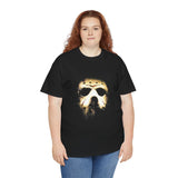 The Silent Mask Unisex Heavy Cotton Tee Horror Streetwear Mysterious Dark Graphic Halloween T-Shirt for Fearless Souls and Gothic Aesthetic Lovers