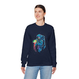 Galactic Dream Astronaut Neon Art Unisex Heavy Blend Crewneck Sweatshirt Vibrant Cosmic Streetwear Pullover Futuristic Space Design Soft Fleece Warm Comfortable Everyday Wear Perfect Gift for Sci Fi Lovers and Creative Dreamers
