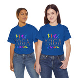 Yoga Graphic Unisex T Shirt Colorful Pose Typography Tee Spiritual Mindfulness Meditation Fitness Lifestyle Heavy Cotton Top for Men and Women