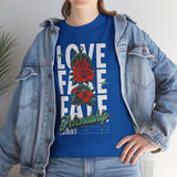 Love Fake Friendship Rose Graphic Unisex Heavy Cotton Tee Bold Statement Streetwear T Shirt Empowering Artistic Floral Design for Self Expression Perfect Gift for Friends Birthdays Parties Casual Wear